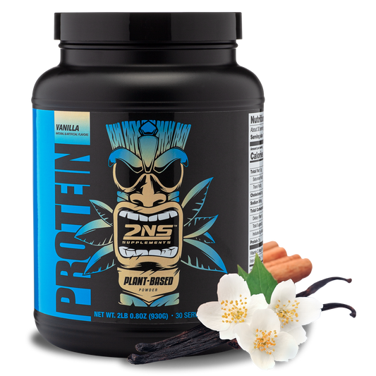 Plant-Based Protein, Vanilla | Transparent Background w/ Vanilla Flower | Second Nature Protein Powder | Best Vegan Plant Protein Powder | 2NS | 2nd Nature Supplements