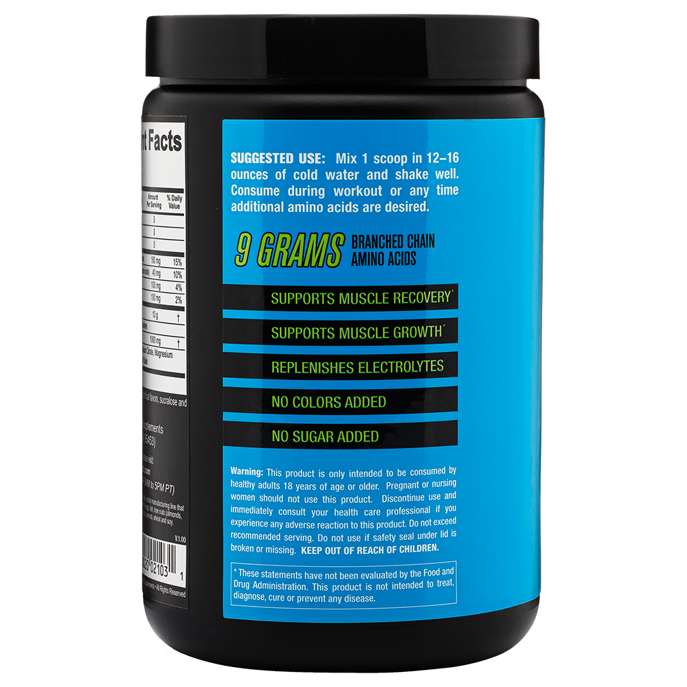 Back of Container - 2NS BCAA Drink | Honeydew Powder Recovery Drink, 30 Servings