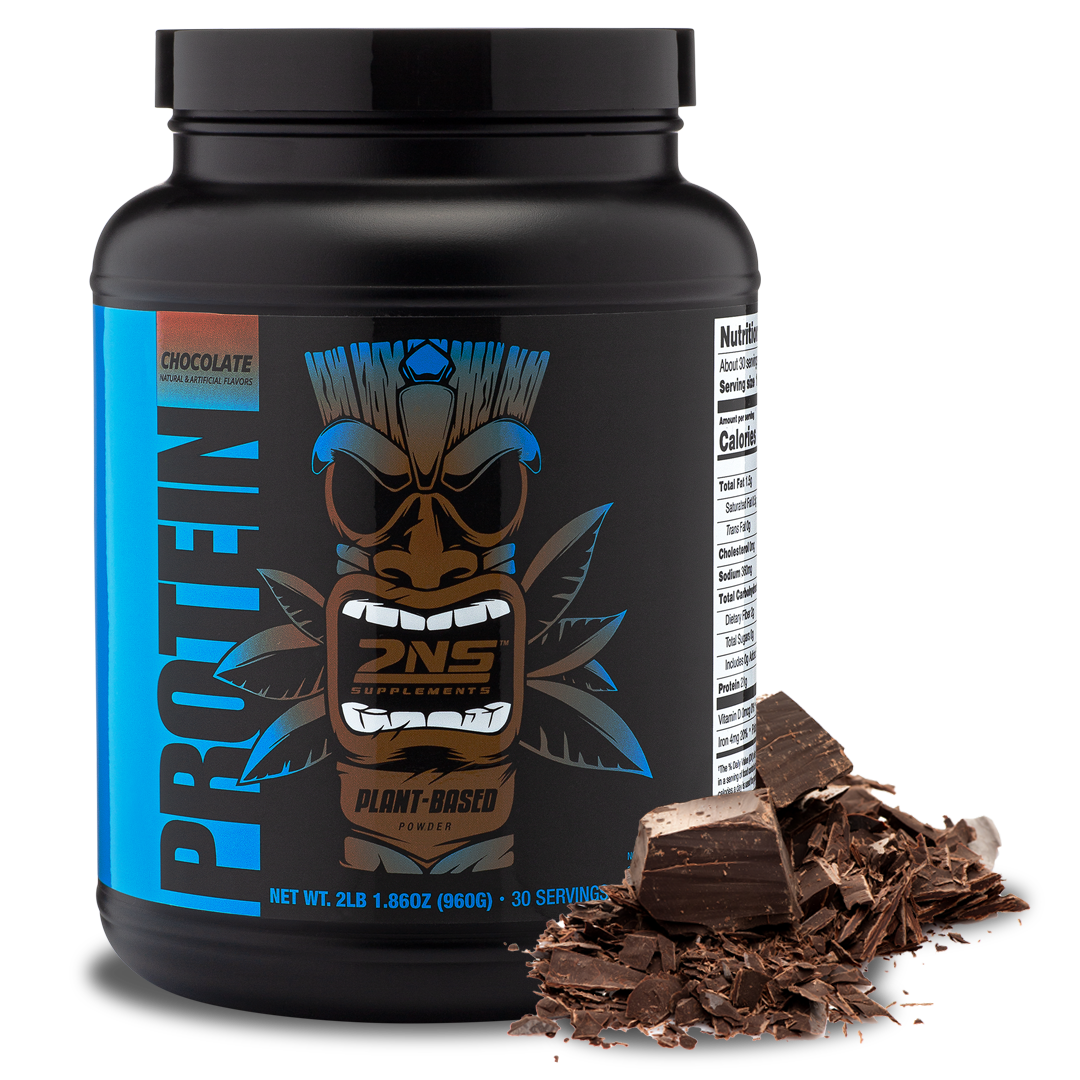 Plant-Based Protein, Chocolate | Transparent Background w/ Chocolate Chunks | Second Nature Protein Powder | Cocoa Pre Workout | Chocolate Pre Workout Powder