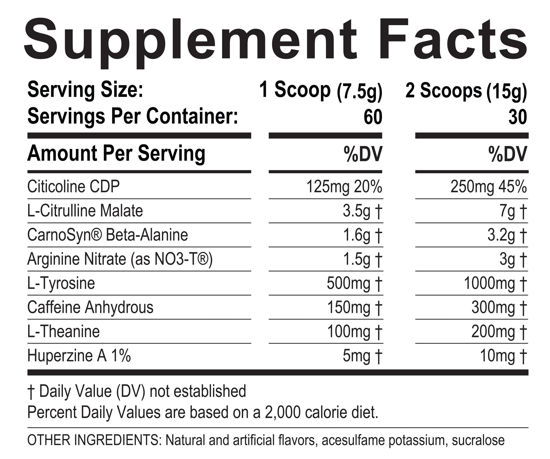 Nutrition Facts of Container - Pre-Workout Fruit Punch Mix | 2NS Fruit Punch Powder